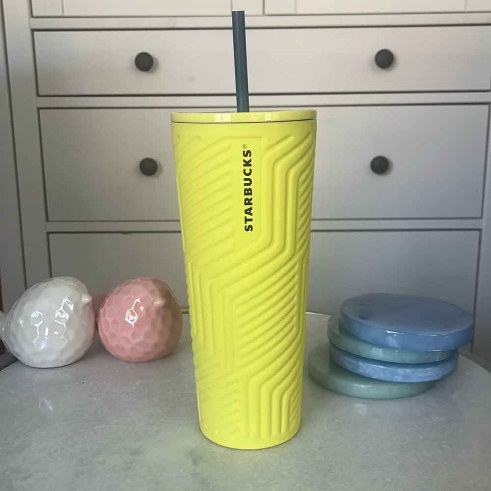 Starbucks 2024 Yellow Angular Textured Soft Touch SS Tumbler